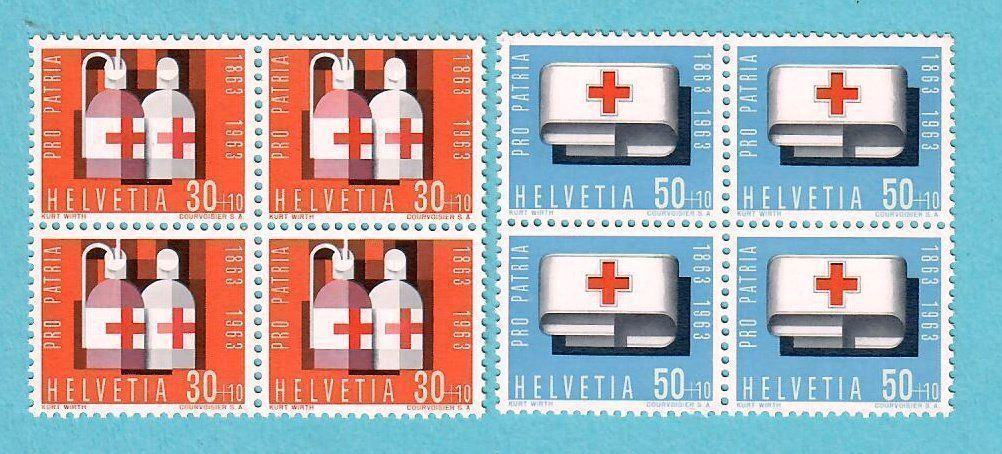 Alle Briefmarken: 1963 P.P. Vierblock Marken Postfrisch – Gebraucht aus Bützberg von Die.6.a 1