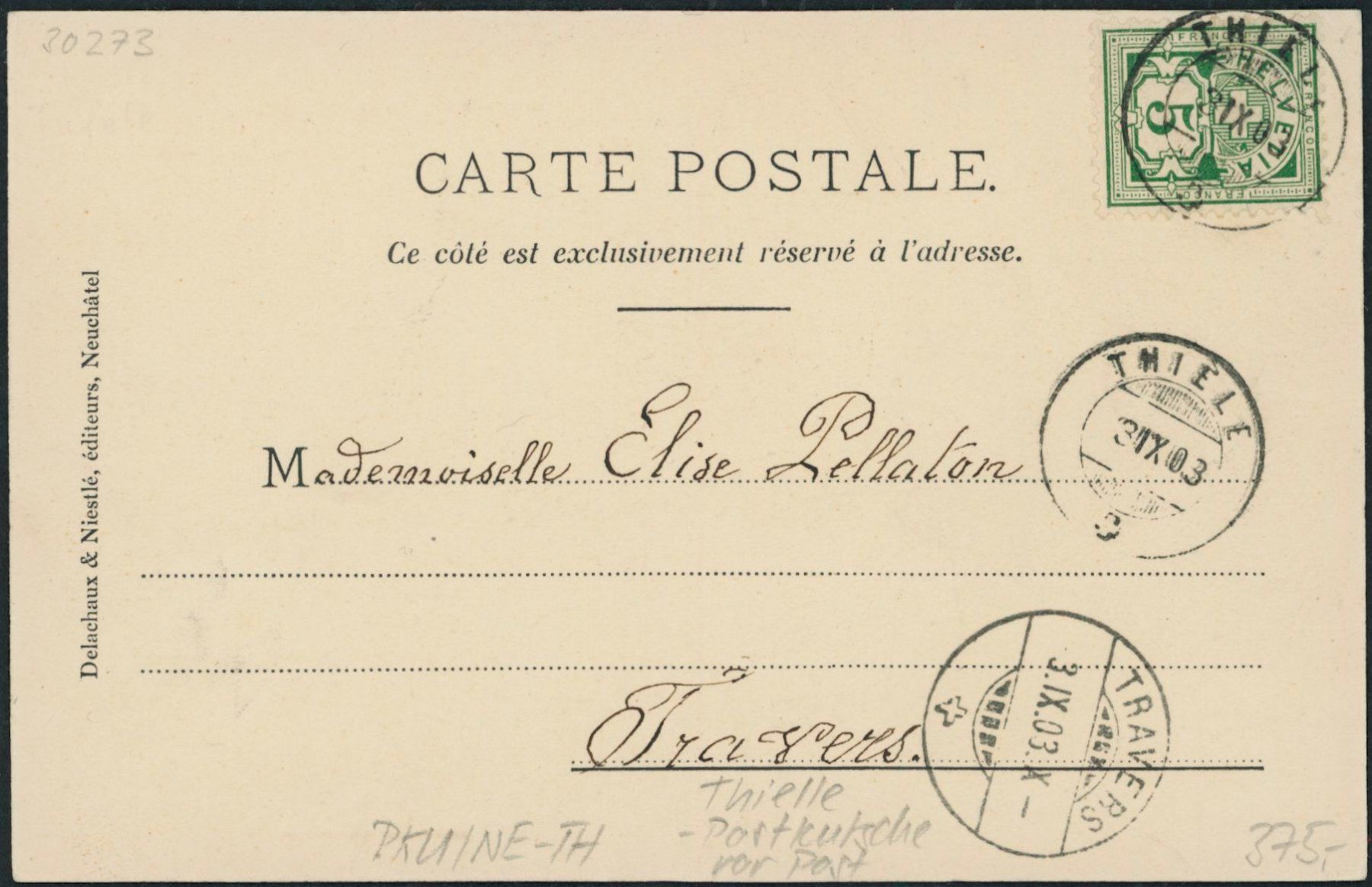 Cartoline postali: NE Thielle - Post - Postkutsche – Usato da Schindellegi venduto da leecollect 1