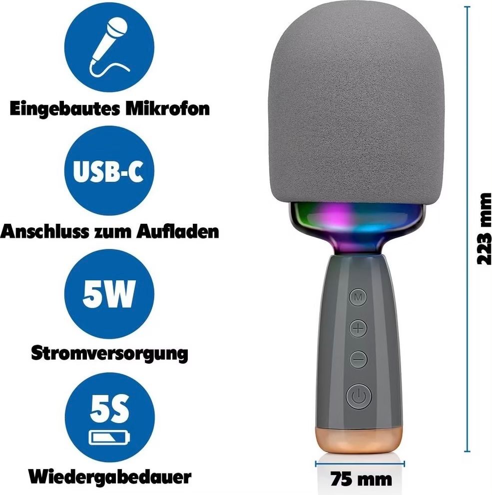 Microfoni: Karaoke Mikrofon mit eingebauten Lautsprecher schwarz – Nuovo e nell'imballaggio originale da Basel venduto da Seifehuesli 2