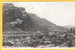 21.7.1908 Flugbild Dorf Mollis + Näfels gelaufen