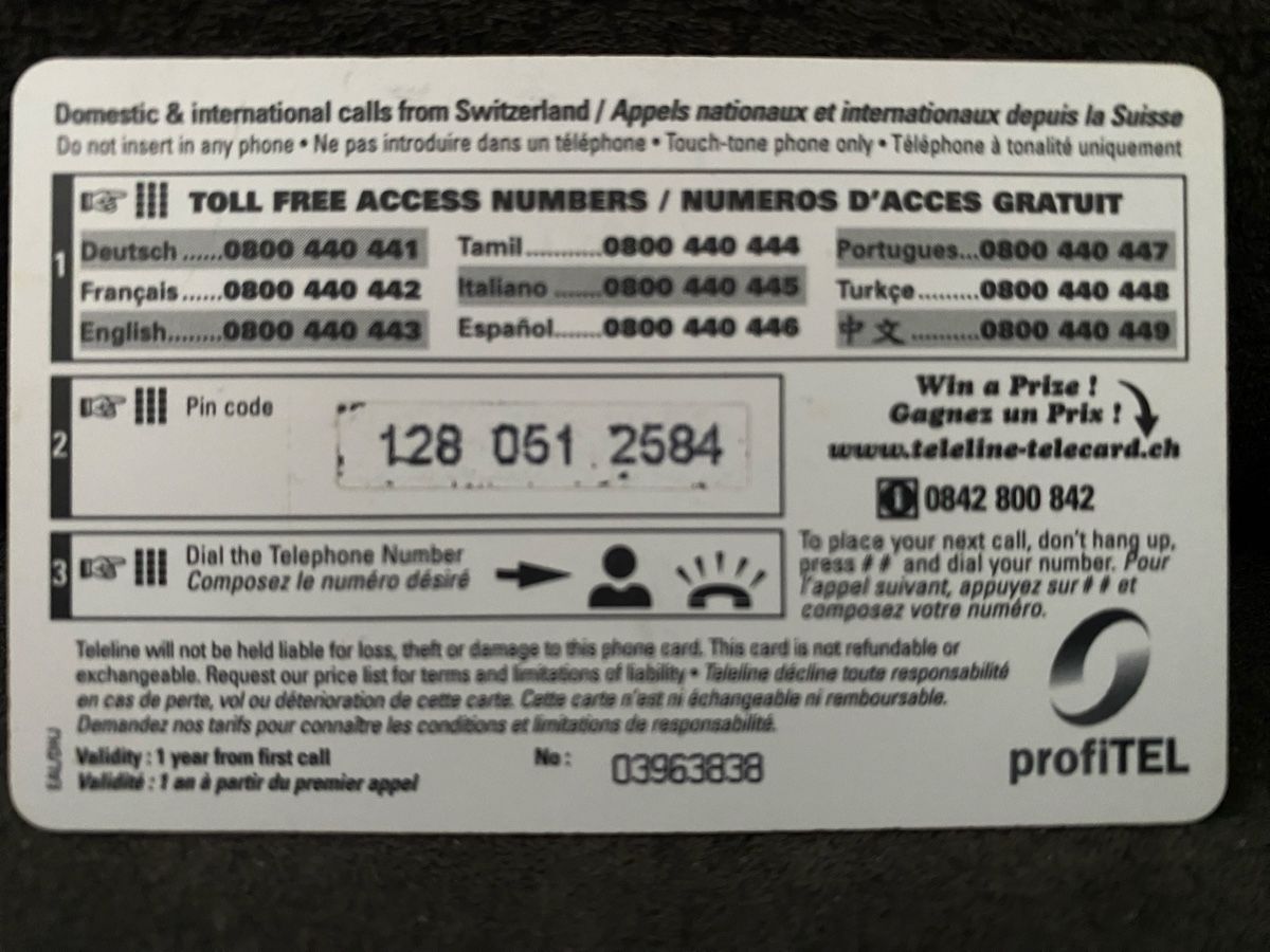Schede telefoniche: Teleline – Usato da Lausanne venduto da babacard10 1