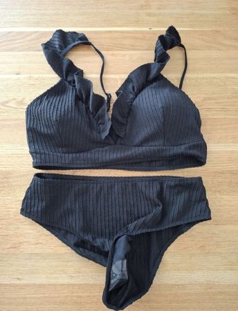 Rüschen Bikini Set Schwarz Gr. XL Sommer Strand Badekleidung