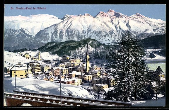 Ansichtskarten: AK St. Moritz-Dorf, Teilansicht im winter – Gebraucht aus Berlin von bartko-reher