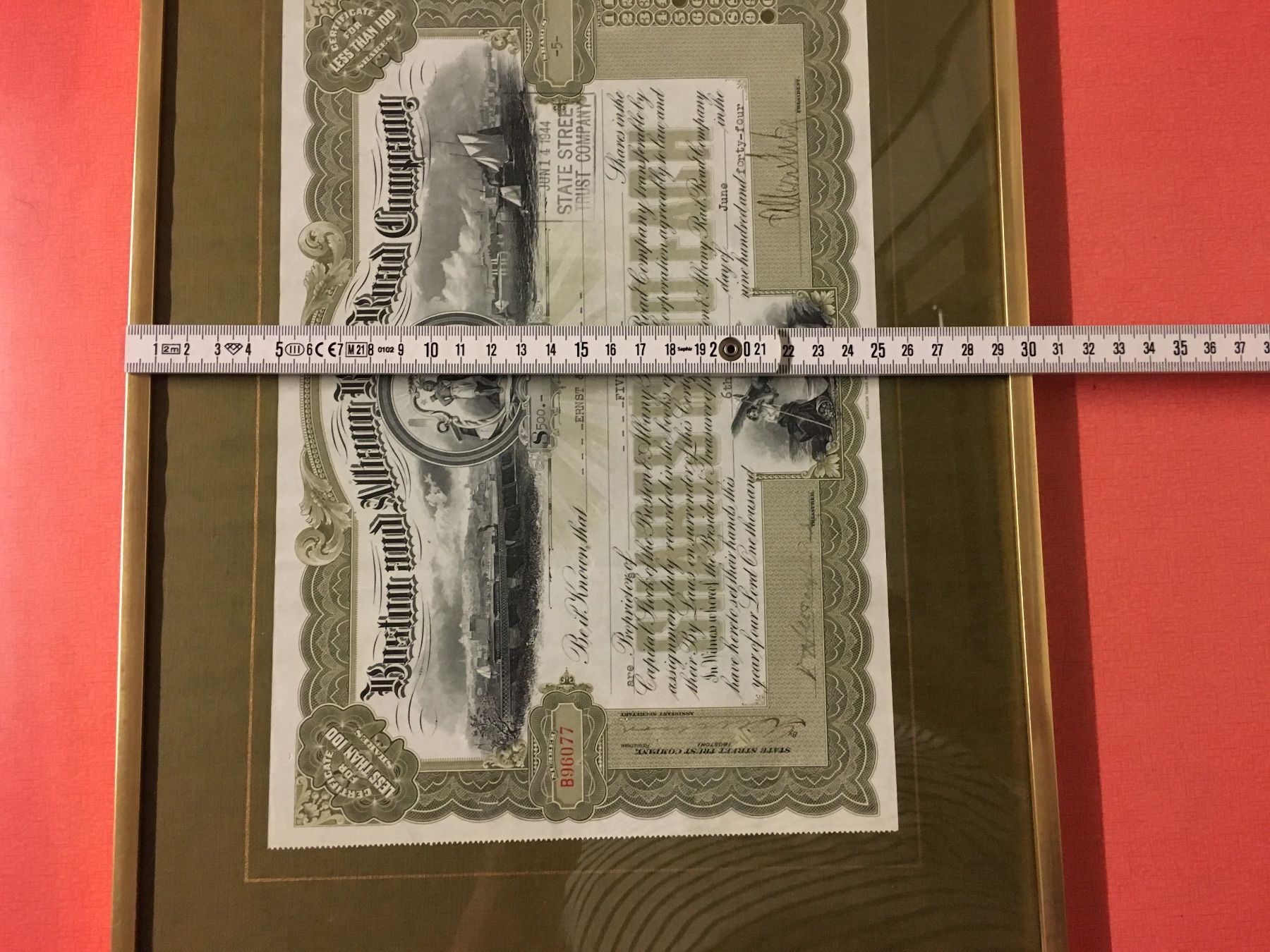 Documenti: Aktie Historische Wertpapier, Eingerahmt, Hinter Glas. – Usato da Lanzenhäusern venduto da vic63 9