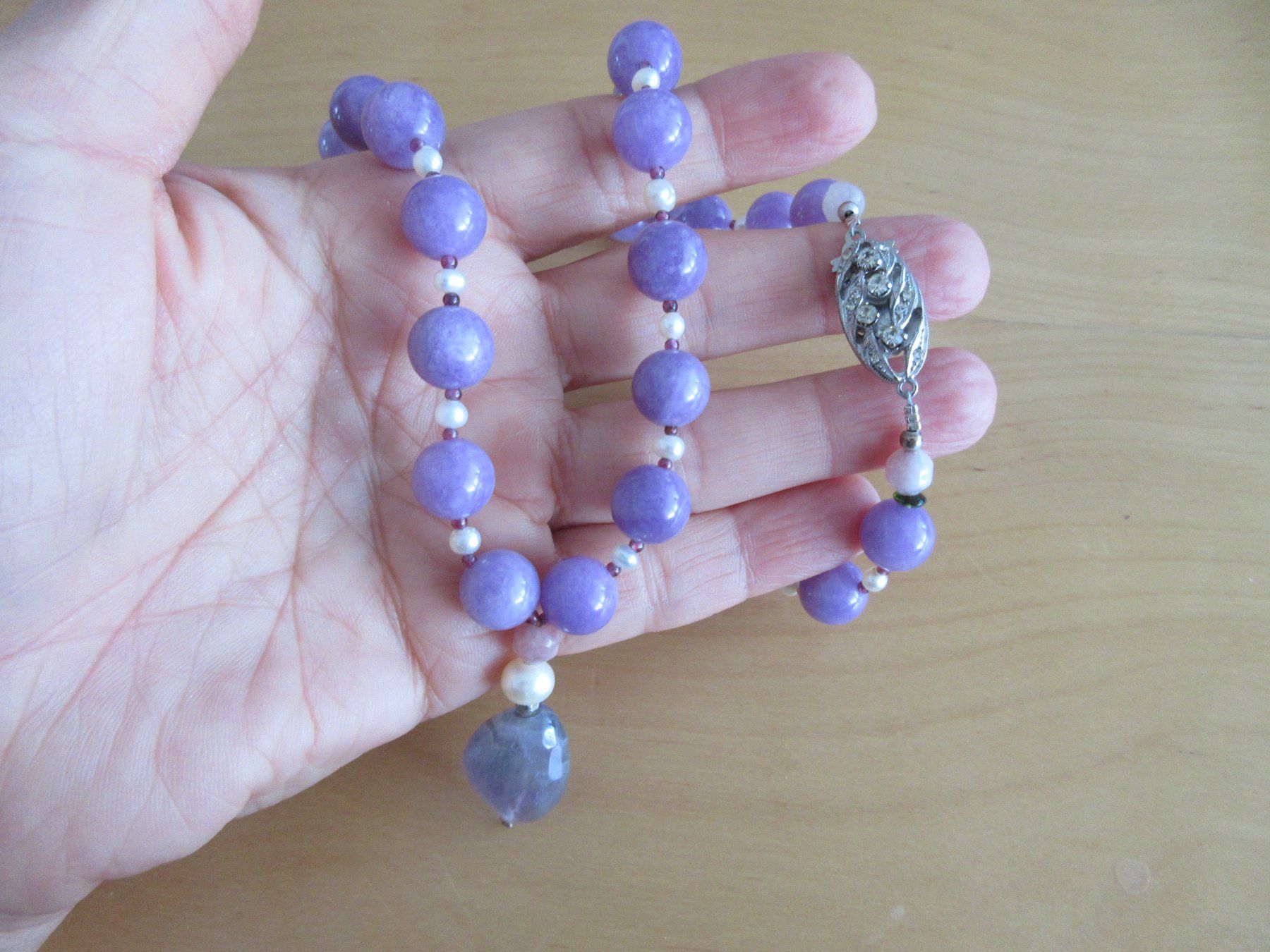 Catenine: Collier mit Kunziten, Perlen, Amethyst, 800 Verschluss – Nuovo (secondo la descrizione) da Grenchen venduto da Elenka 4