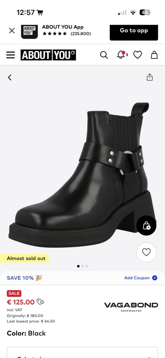 Vagabond Scarpe da donna: Black Leather Vagabond Platform Boots - Size 40 – Usato da Zürich venduto da emb_fp8m
