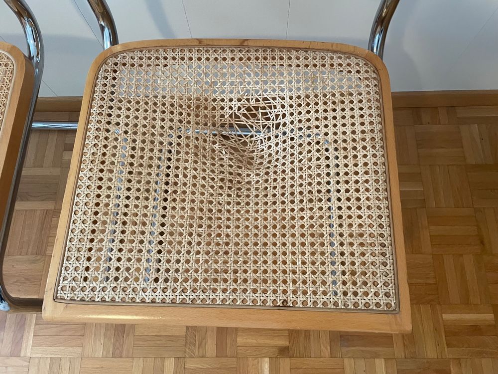 4 Freischwinger Stühle mit Korbgeflecht Style Kaufen auf Ricardo