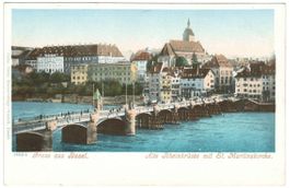 AK Alte Rheinbrücke Basel, vor 1904