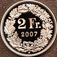 2 Franken 2007 pp / aus Münzsatz  / in einer Münzkapsel