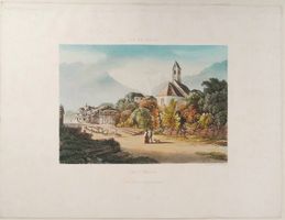 Unterseen altkolorierte Lithographie  von Hürlimann