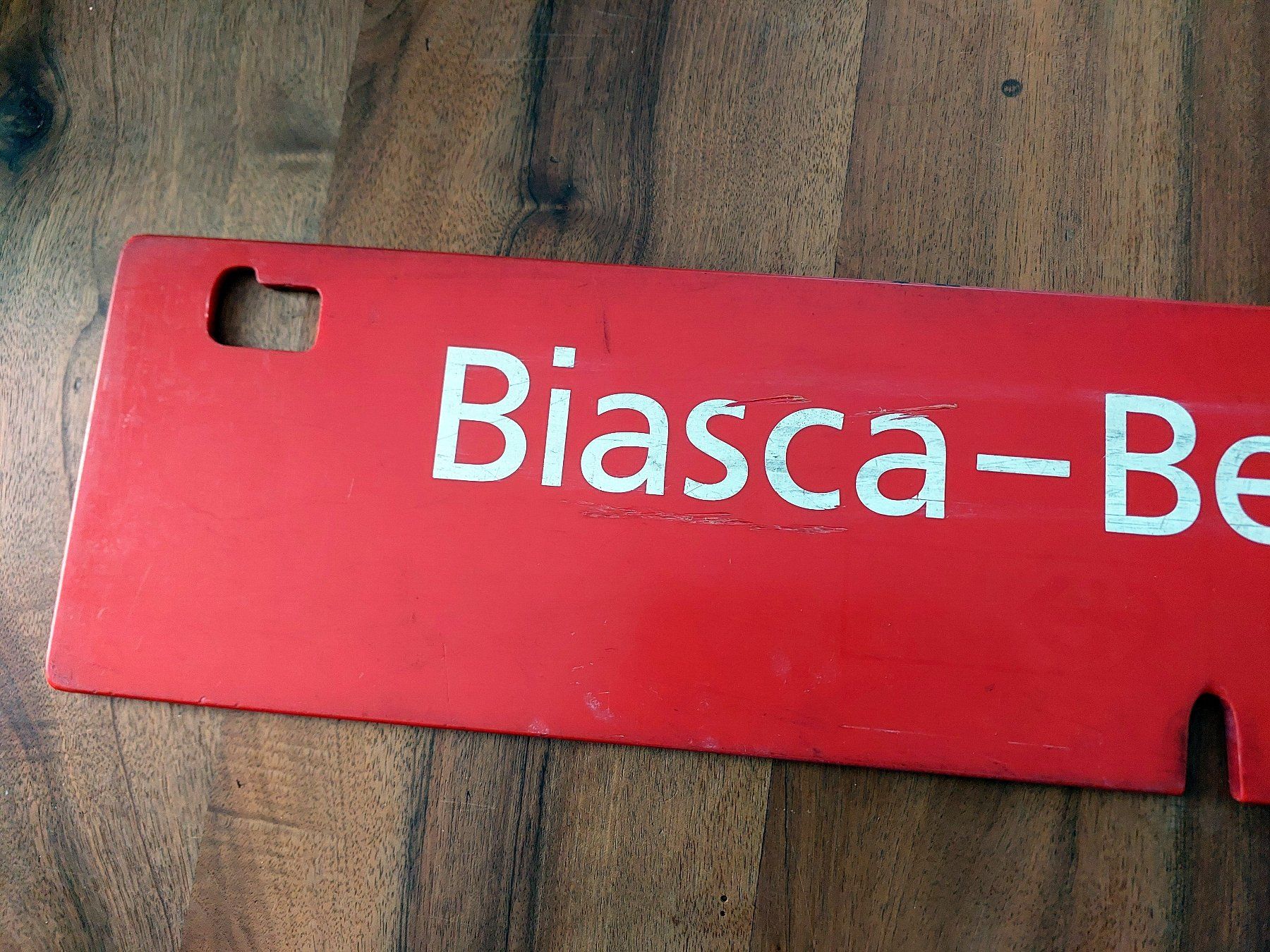Schilder: PTT/Postauto Strecken-Schild - Biasca-Bellinzona-Biasca – Gebraucht aus Schönenwerd von Steidi 1