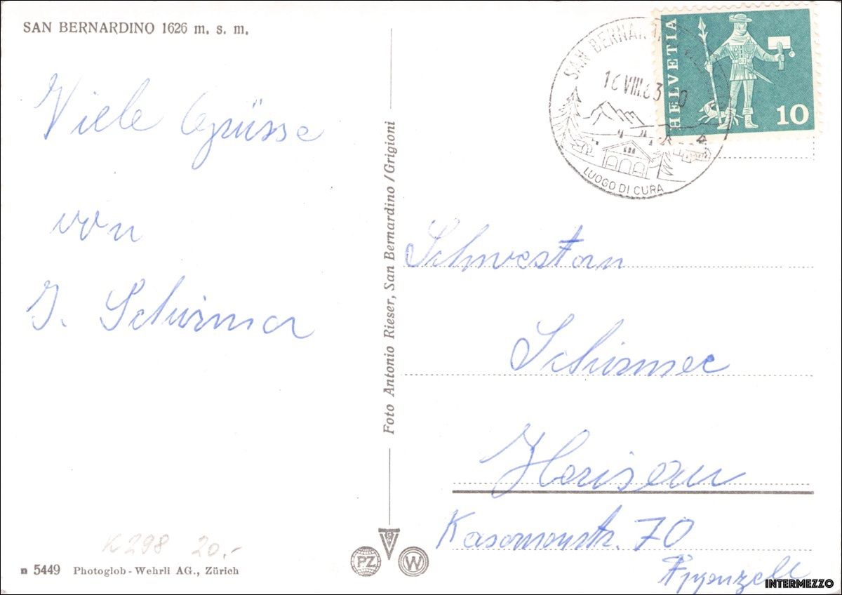 Cartoline postali: San Bernardino GR// Winter Dorf // 1963 – Usato da Basel venduto da intermezzo12 1