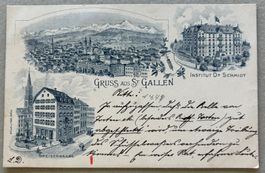 Gruss aus St. Gallen, Institut Dr. Schmidt, Blaue Litho,1897