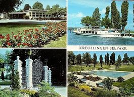 4-Bild-AK KREUZLINGEN Seepark, Hafen-Restaurant, Schiff
