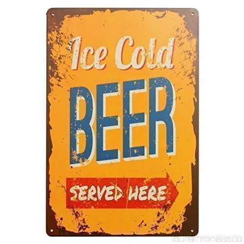 Insegne: Rusty Blechschild-ICE COLD BEER SERVED H – Nuovo e nell'imballaggio originale da Rupperswil venduto da big-one-sale