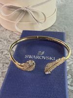 Swarovski Armreif, Gold, Federmotiv mit Swarovski Zirconia