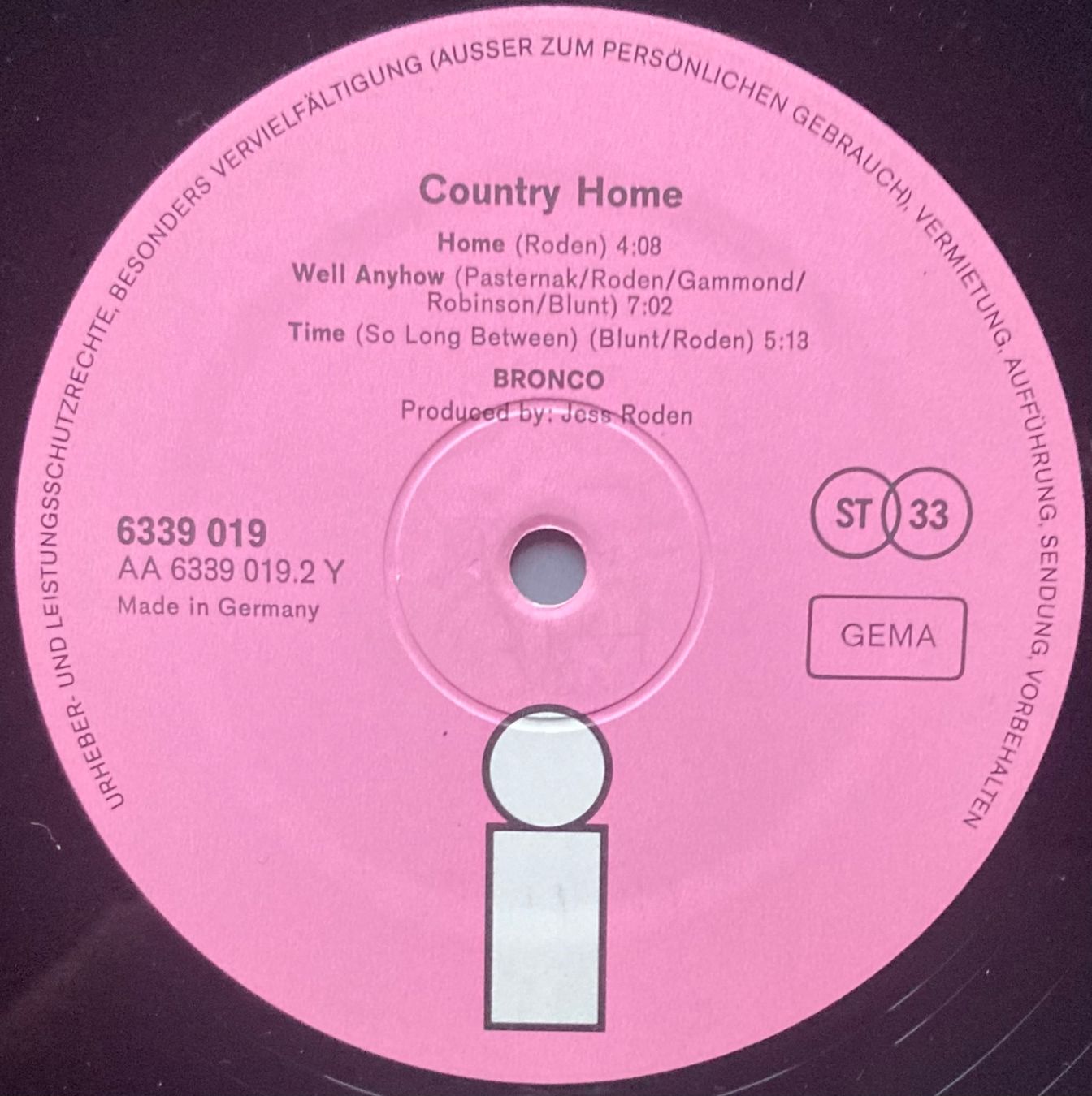 Dischi in vinile: BRONCO - COUNTRY HOME – Usato da Poliez-Pittet venduto da Newtown-Records 2