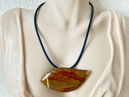 8.5cm XL Jaspis Silber gefasst Kautschuk Statement Collier