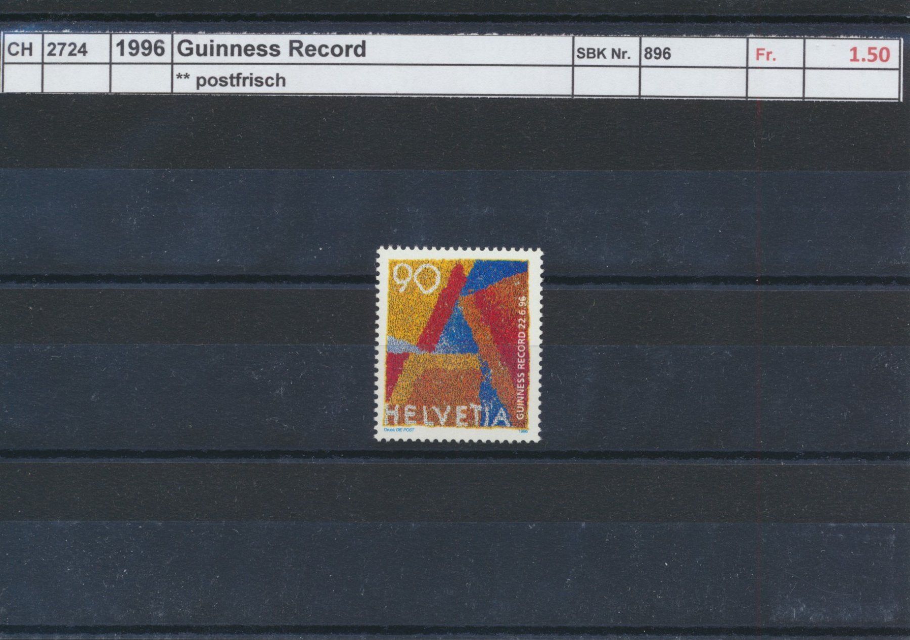 Alle Briefmarken: 1996 "Guinness Record", ** postfrisch – Neu (gemäss Beschreibung) aus Winterthur von Zupogeru