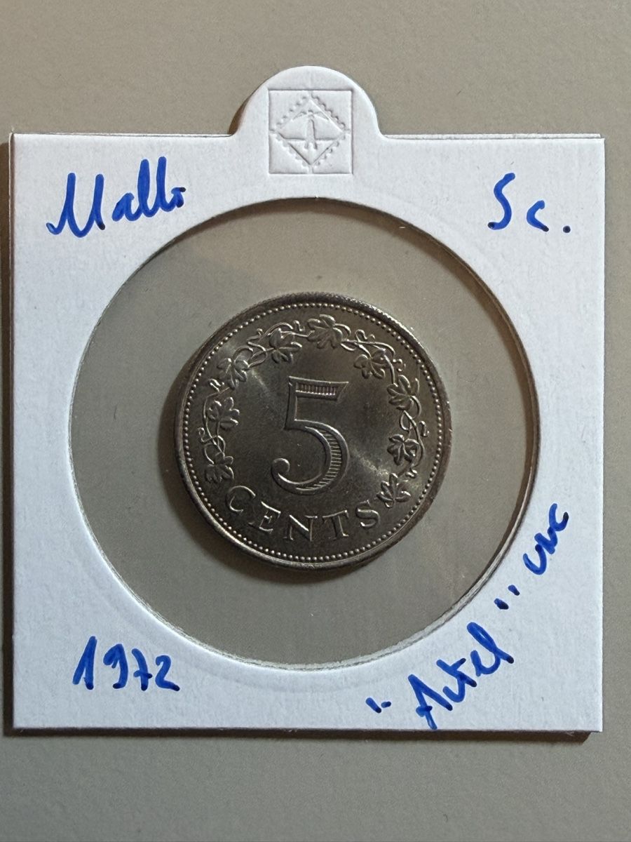 Tutti le monete: Malte - 5 cents - 1972 - UNC - Autel  – Nuovo (secondo la descrizione) da Payerne venduto da Mike1682