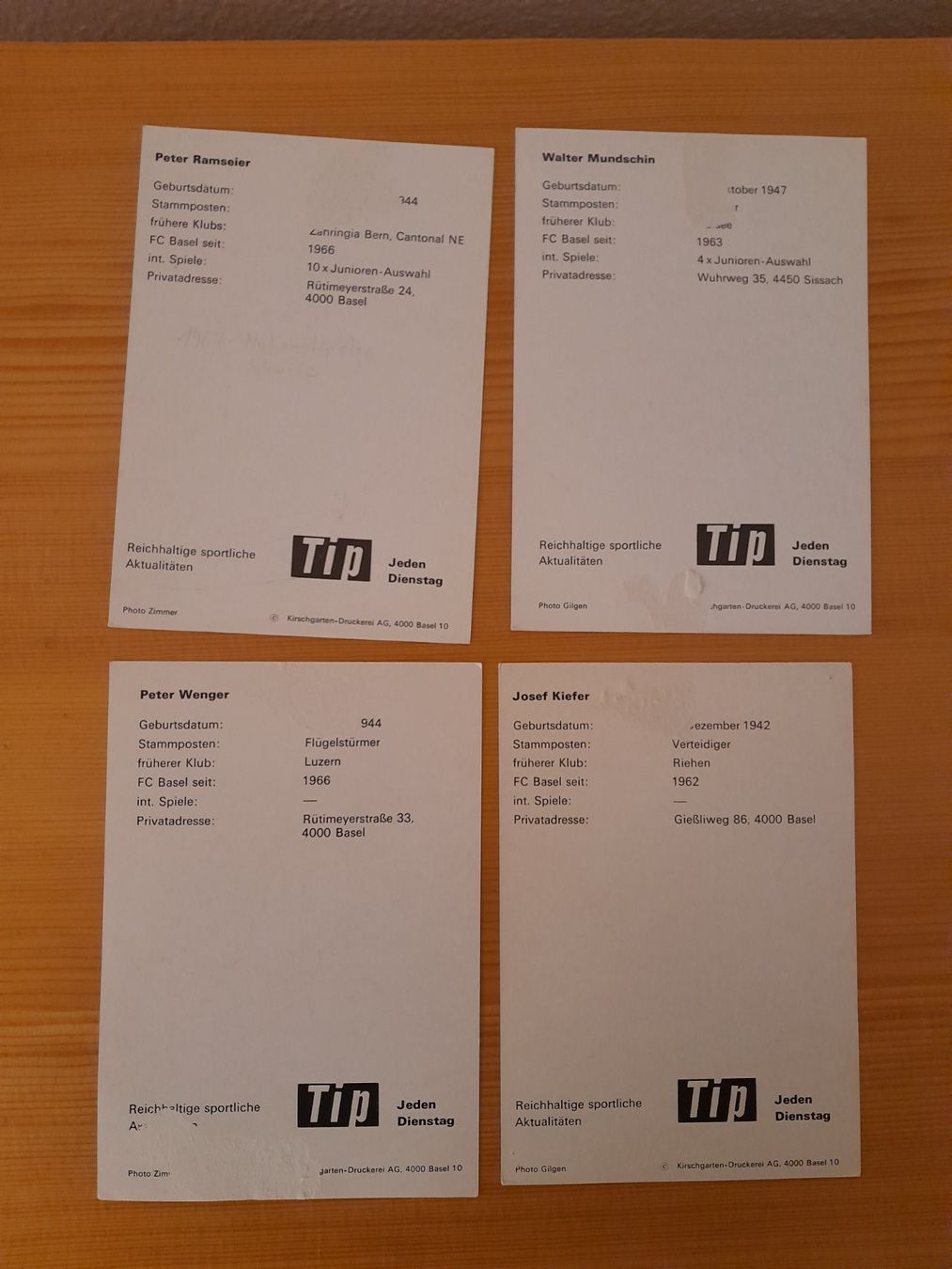 Autografi: Fc Basel Autogrammkarten 60 er Jahre – Usato da binningen venduto da bergen00 1