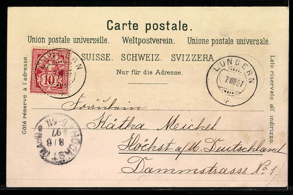 Ansichtskarten: Litho Lungern, Totalansicht, Dorfstrasse – Gebraucht aus Berlin von bartko-reher 1