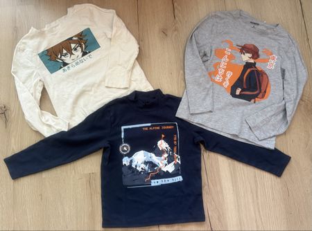 Anime Long Sleeves T-Shirts for Boys, Size 122/128,  Lot
