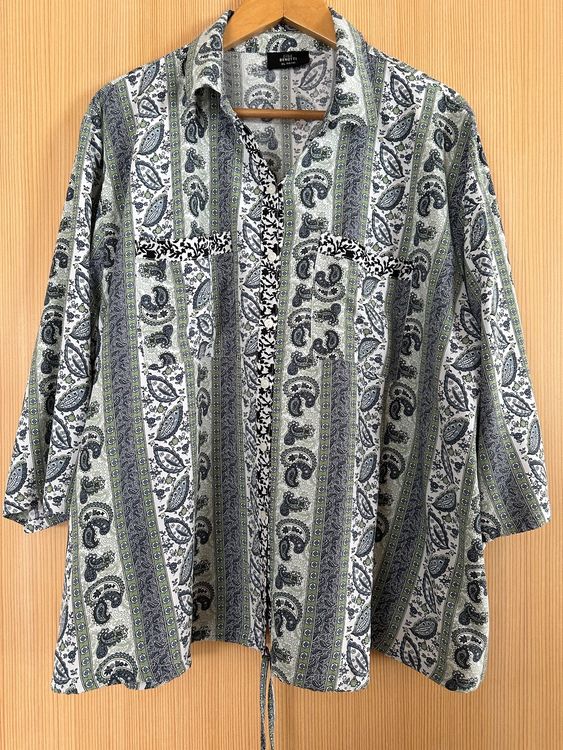 größe 36 langarm damen blusen tops shirts mit paisley muster dunkelblau gr Bluse Boho Style Gr 48/50 mit Paisley Muster weissblaugrü (Neu