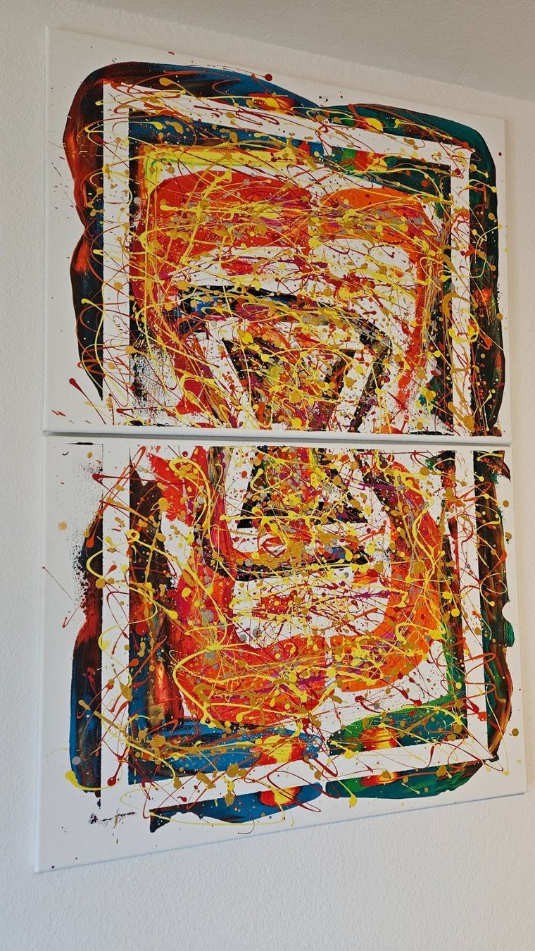 Gemälde: Tableau abstrait moderne, unique, fait main, multicolore – Neu (gemäss Beschreibung) aus Le Locle von fab_c9hh 2