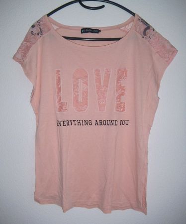 Spitzen - Shirts, 2 Stück Gr. L, Lachs + Schwarz * even&ODD*