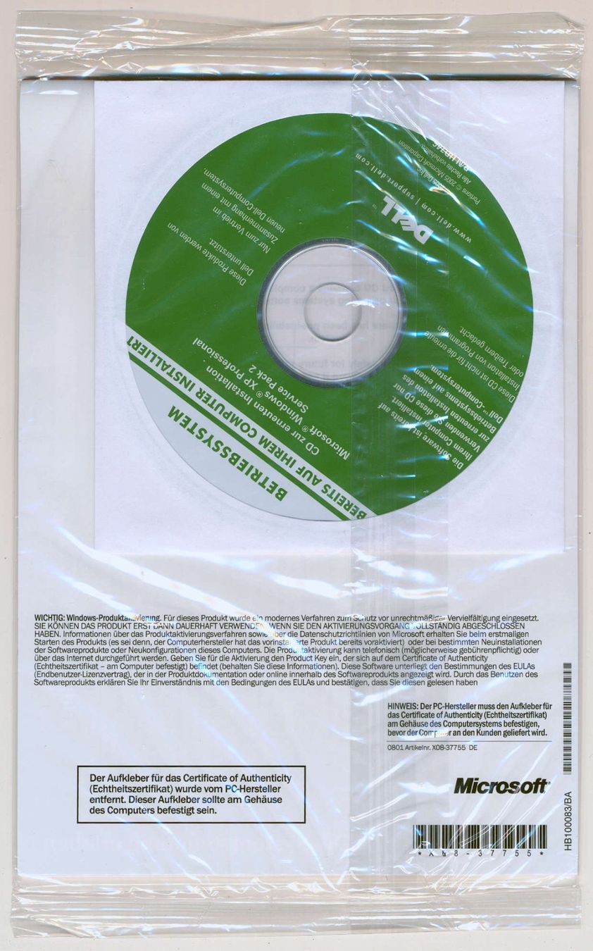 Original Windows XP Pro SP2 Installation CD, verschlossen (Neu und ...