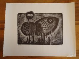 Elso Schiavo Baar grosse schwarze Fantasie Ameise Litho