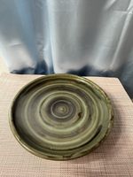 Studio-Keramik Teller Kunstkeramik grün/braun handgetöpfert 