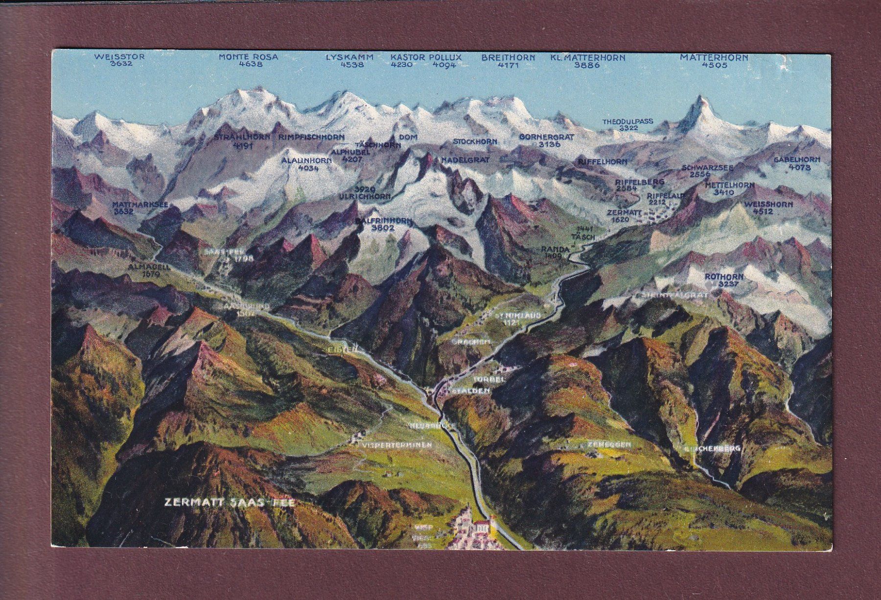 Cartoline postali: ZERMATTERTAL - Visp - Saas-Fee – Usato da Pully venduto da nicecards