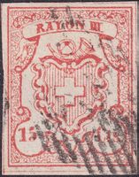 Nr.19 (15 Cts, R III) Type 6 UR-I, fehlerfrei +breitrandig !