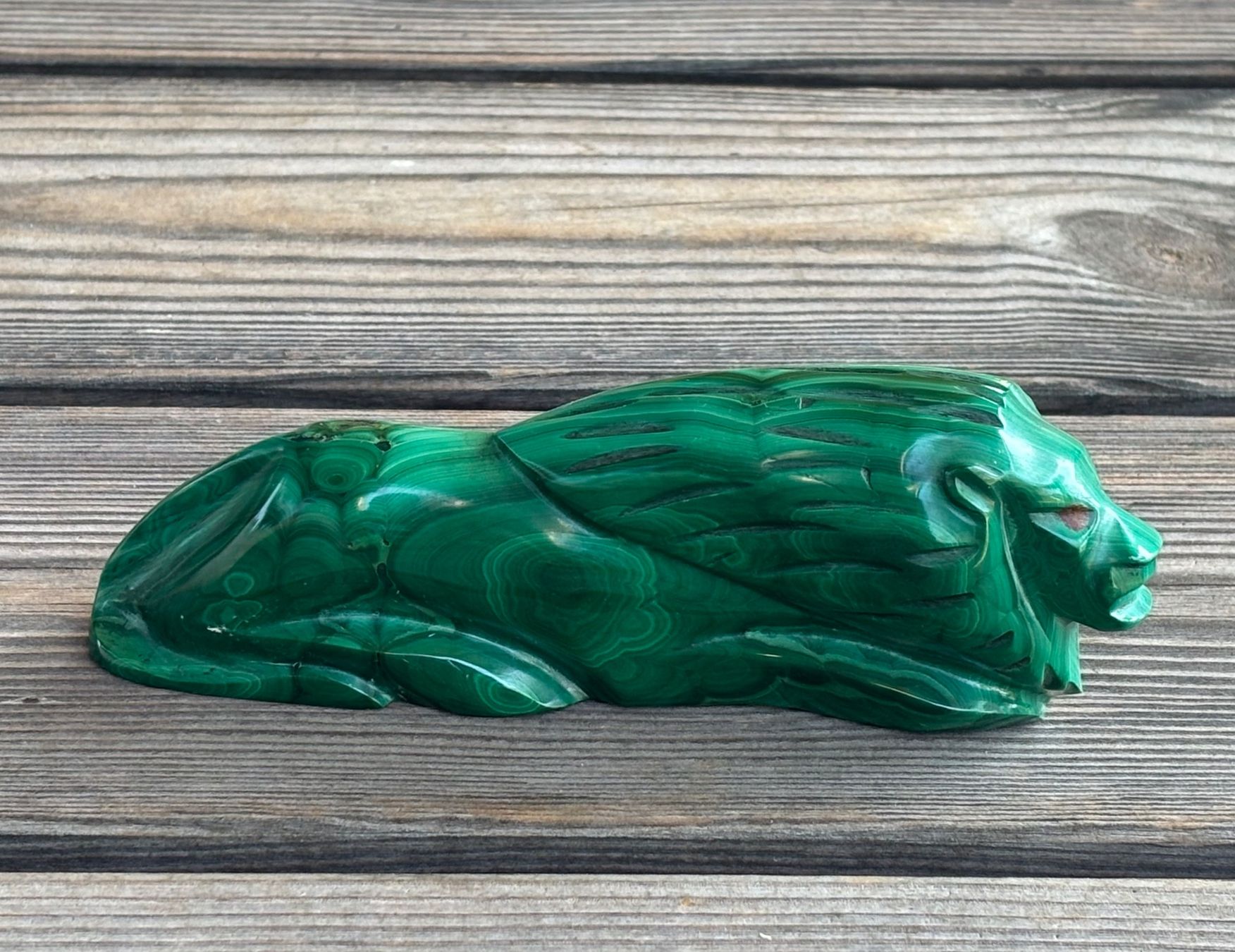 Statuette: Malachit Figur liegender Löwe – Usato da Lüchingen venduto da Eeizo