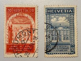 1924 UPU, seltene Perforation 11 3/4, Mi 192B-193B, gestemp.