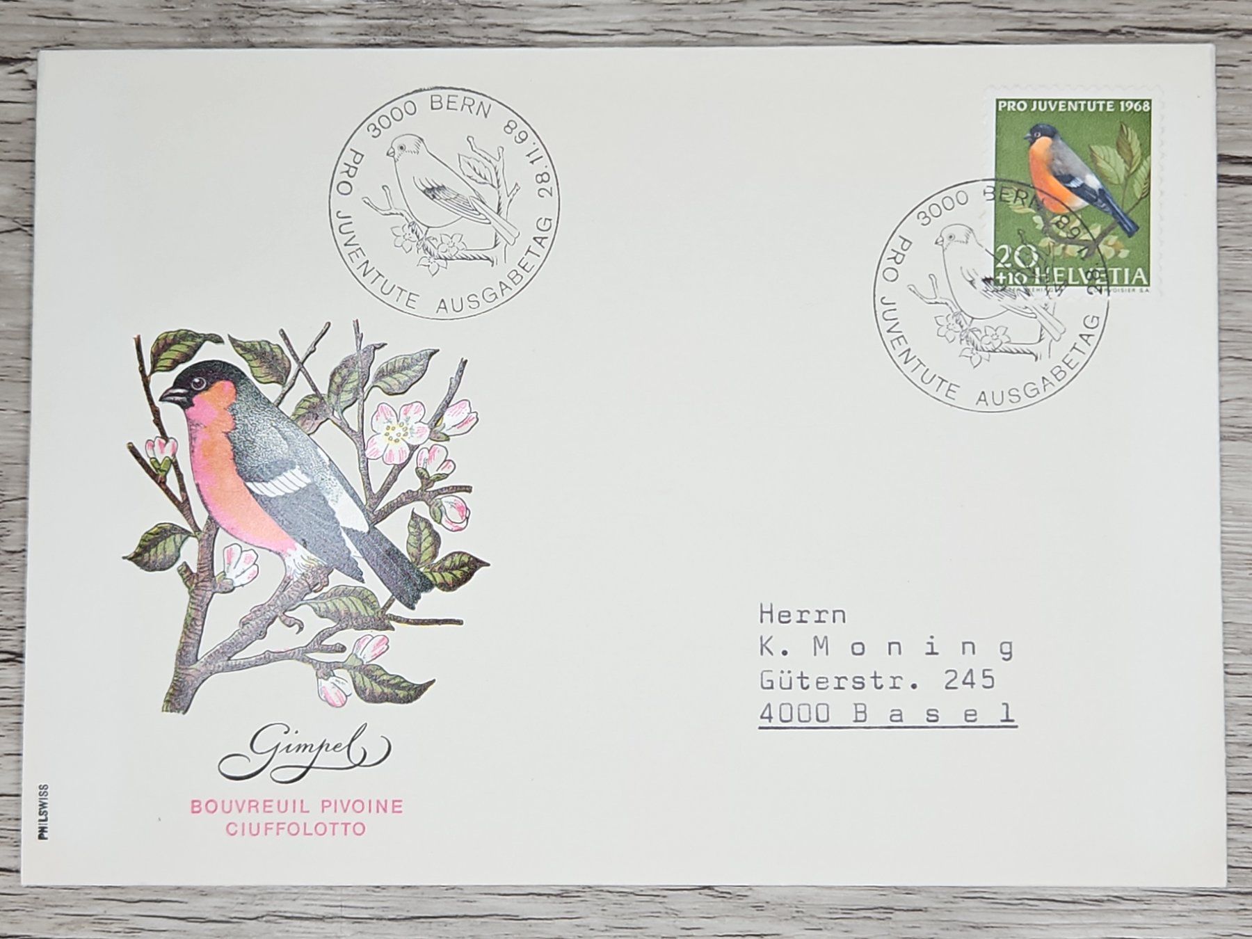 Tutti i francobolli: CL02 Enveloppe + Timbre Suisse 1968 – Usato da Cousset venduto da Patrick_Collections