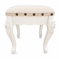 Vintage Polsterhocker Weiss Shabby Chic mit Verzierungen