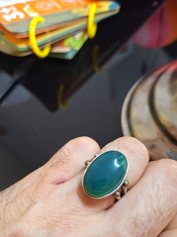 Ringe: Silber-Ring mit grünem Onyx – Gebraucht aus Olten von si91 2