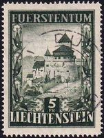 1952 LIE, Schloss Vaduz Nr. 253 mit Zentrumstempel von VADUZ