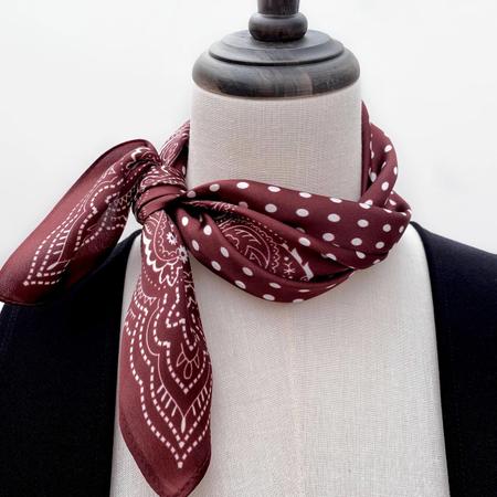 New 53cm Red Maroon Silk Scarf,100% Silk Paisley Polka Dots