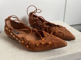 Zinda Schnürr-Sandalen Braun echtes Leder Gr.39/40 NP 320.-
