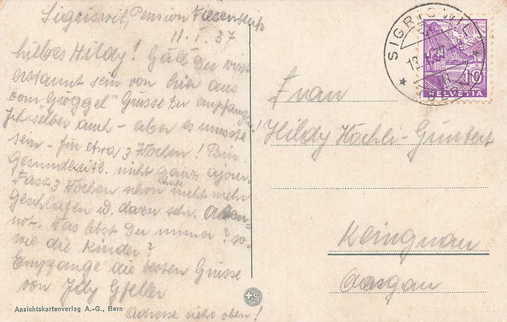 Cartoline postali: Sigriswil – Usato da Biasca venduto da Blenio71 1