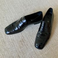 Prada Leather Penny Loafers - Schwarz - Grösse 44 - Echtlede