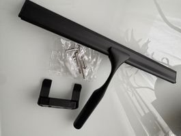 Dusch-Abzieher Schwarz Duschabzieher NEU mit Wandhalterung
