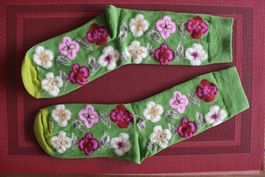 1 Paar Damen Dicke Mischgewebe Blumensocken Total Süss NEU