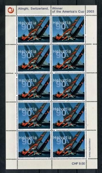 Tutti i francobolli: Kleinbogen/Mini feuille Alinghi 2003 ** – Nuovo (secondo la descrizione) da Dübendorf venduto da Aviafan77