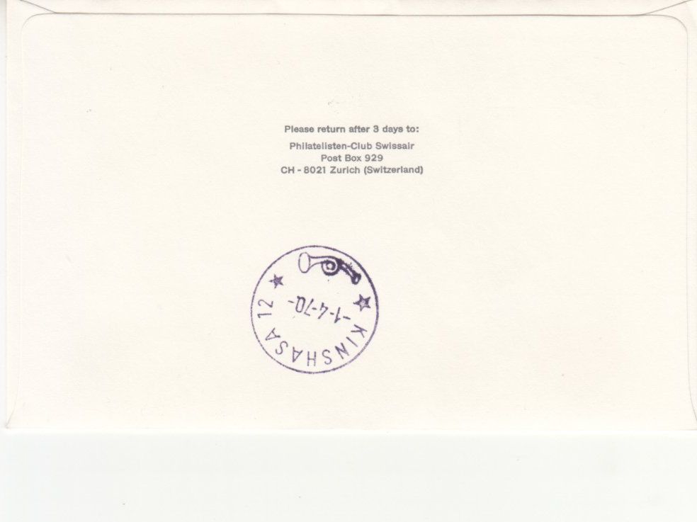 Tutti i francobolli: SLH RF 70.1a Zürich-Kinshasa – Usato da Bürglen TG venduto da StampGraf 1