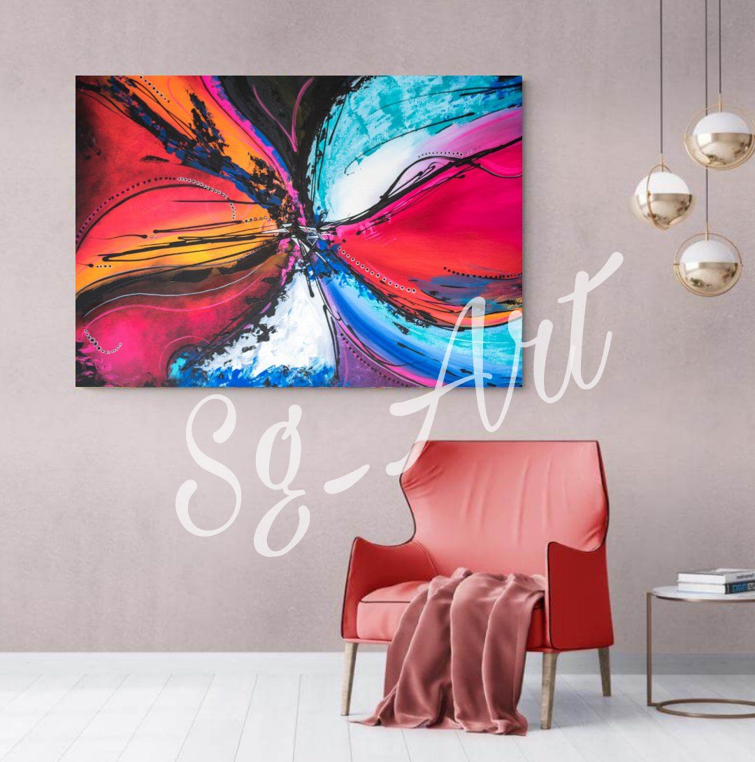 Gemälde: Acrylbild abstrakt bunt rot Unikat – Neu und originalverpackt aus Rheinau von Sussel 3